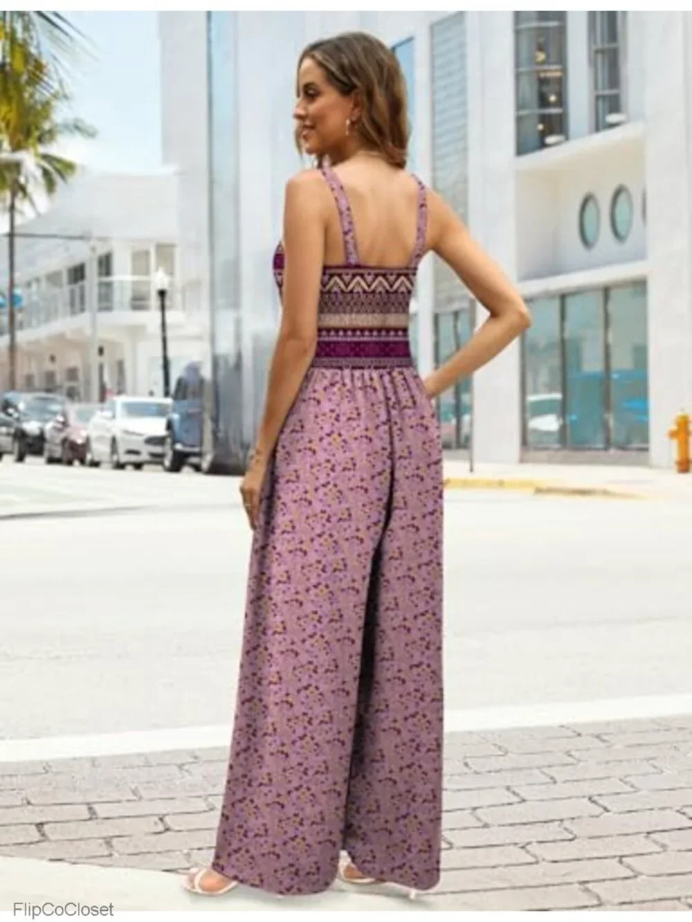 Sleeveless Square Neck Wide Leg Jumpsuit Romper with Pockets